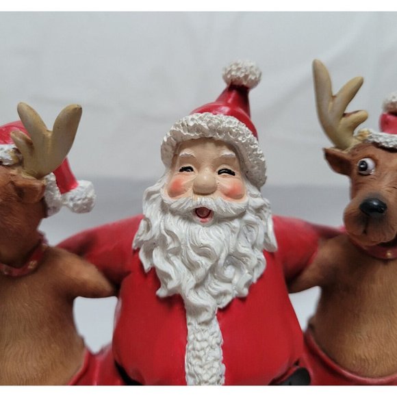 2008 Collections Etc Santa and Reindeer Dancing Musical Tabletop Decorat… - Picture 12 of 16